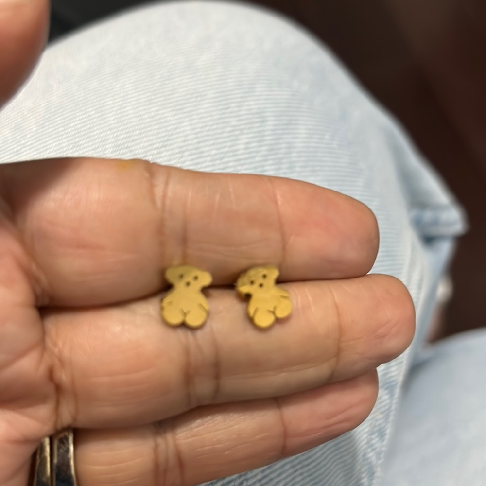 Gold bear earrings